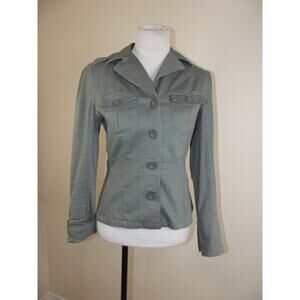 ZINC Womens Cargo JACKET - Size MEDIUM - Khaki Green Military Button Up Stretch